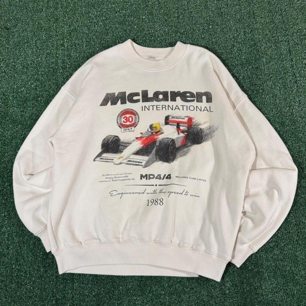 McLaren Formula 1 Team MP4/4 1988 Oversized Crewneck Cream Mens Size M